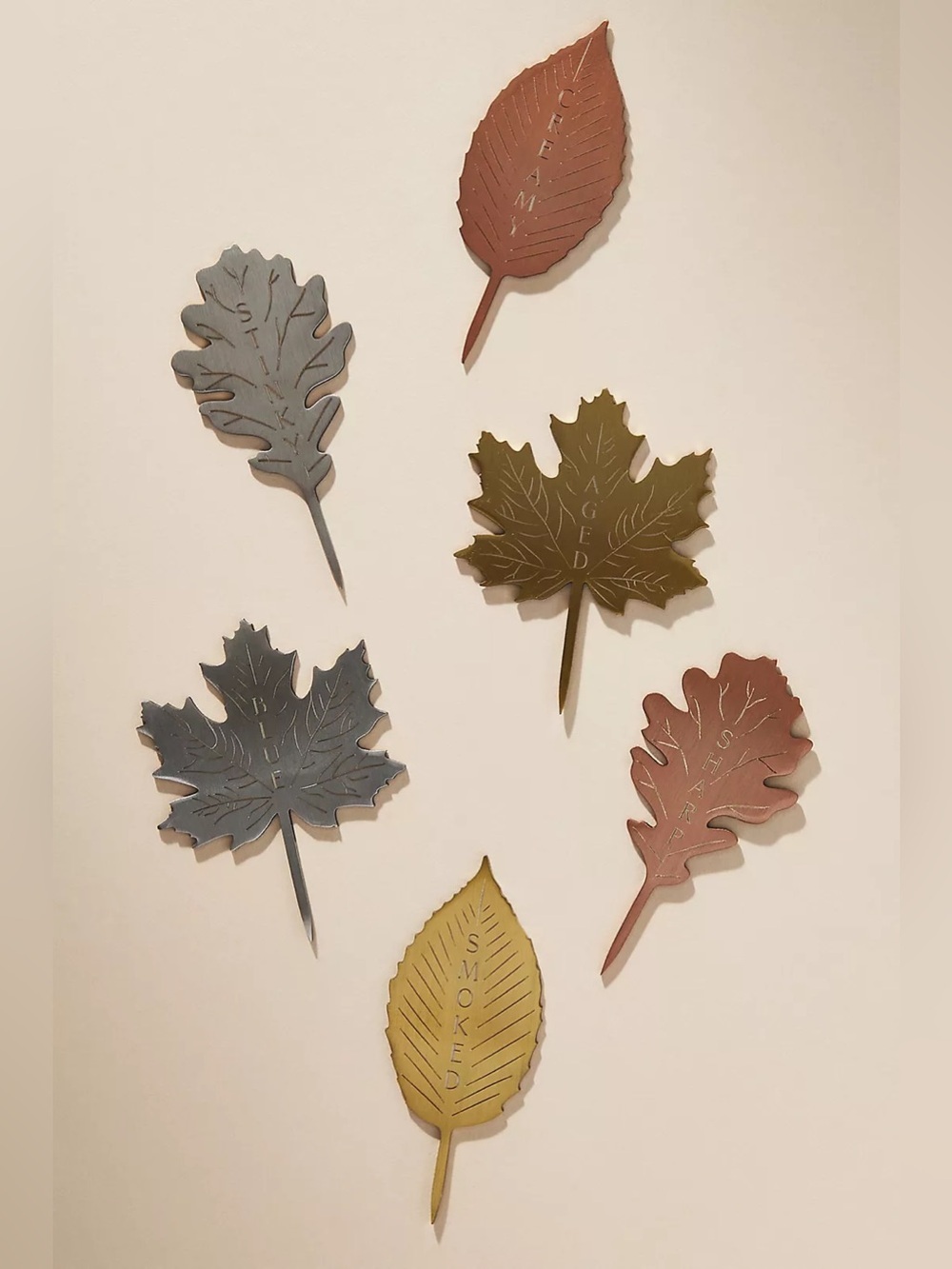 Anthropologie Foliage Copper Cheese Markers - Set of Six - Picture 2 of 4